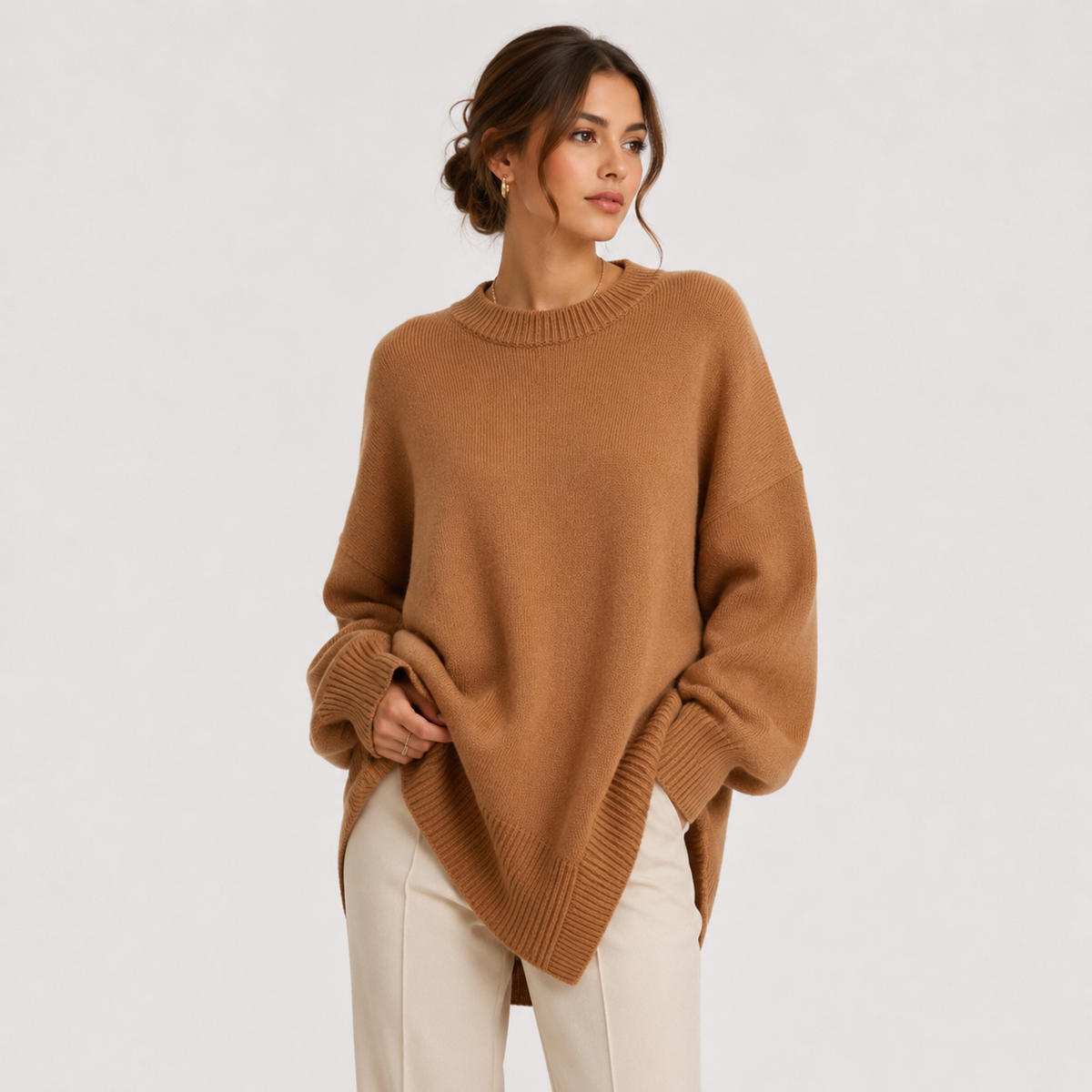 Pull oversize premium pour femme, en maille confortable à manches longues 6