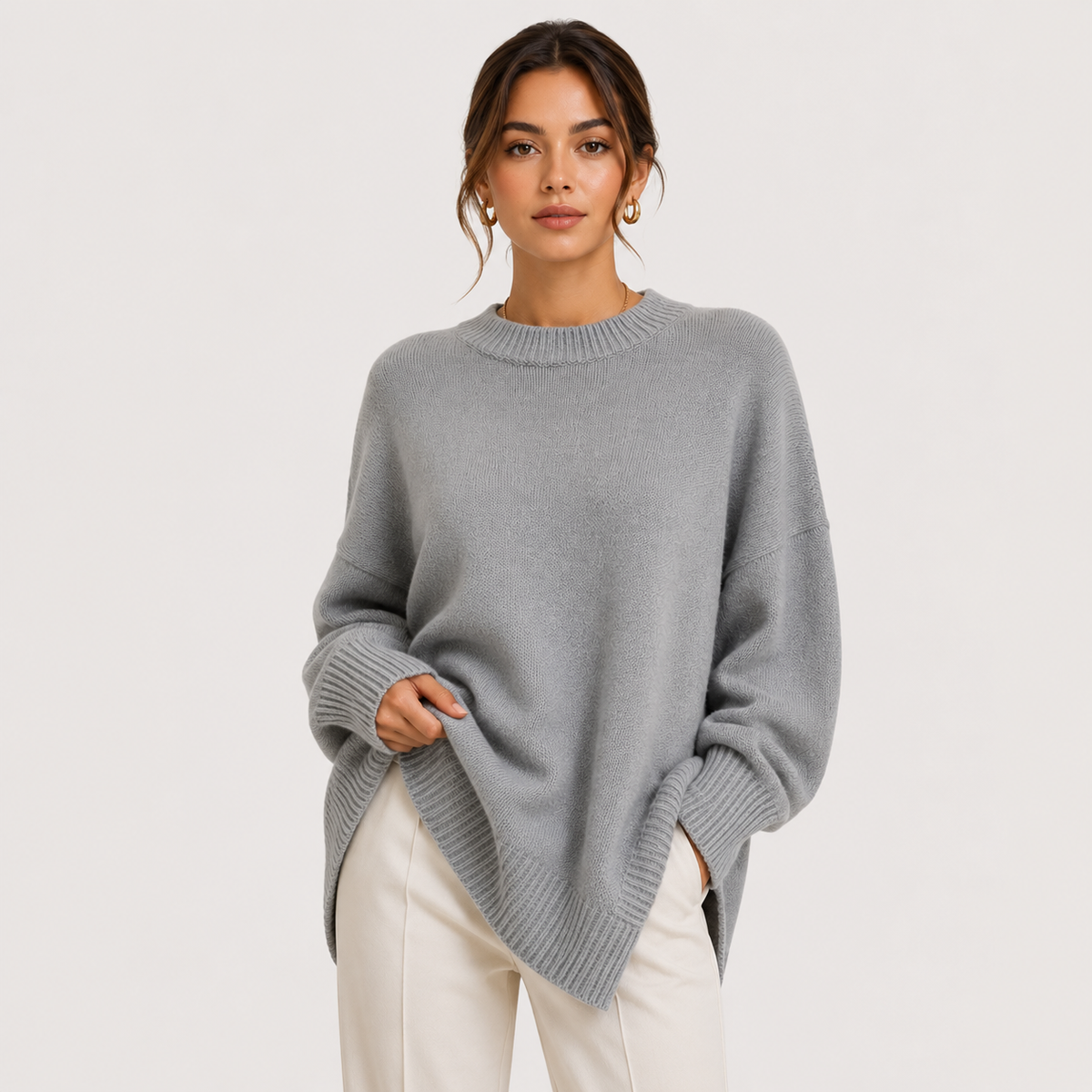Pull oversize premium pour femme, en maille confortable à manches longues 7