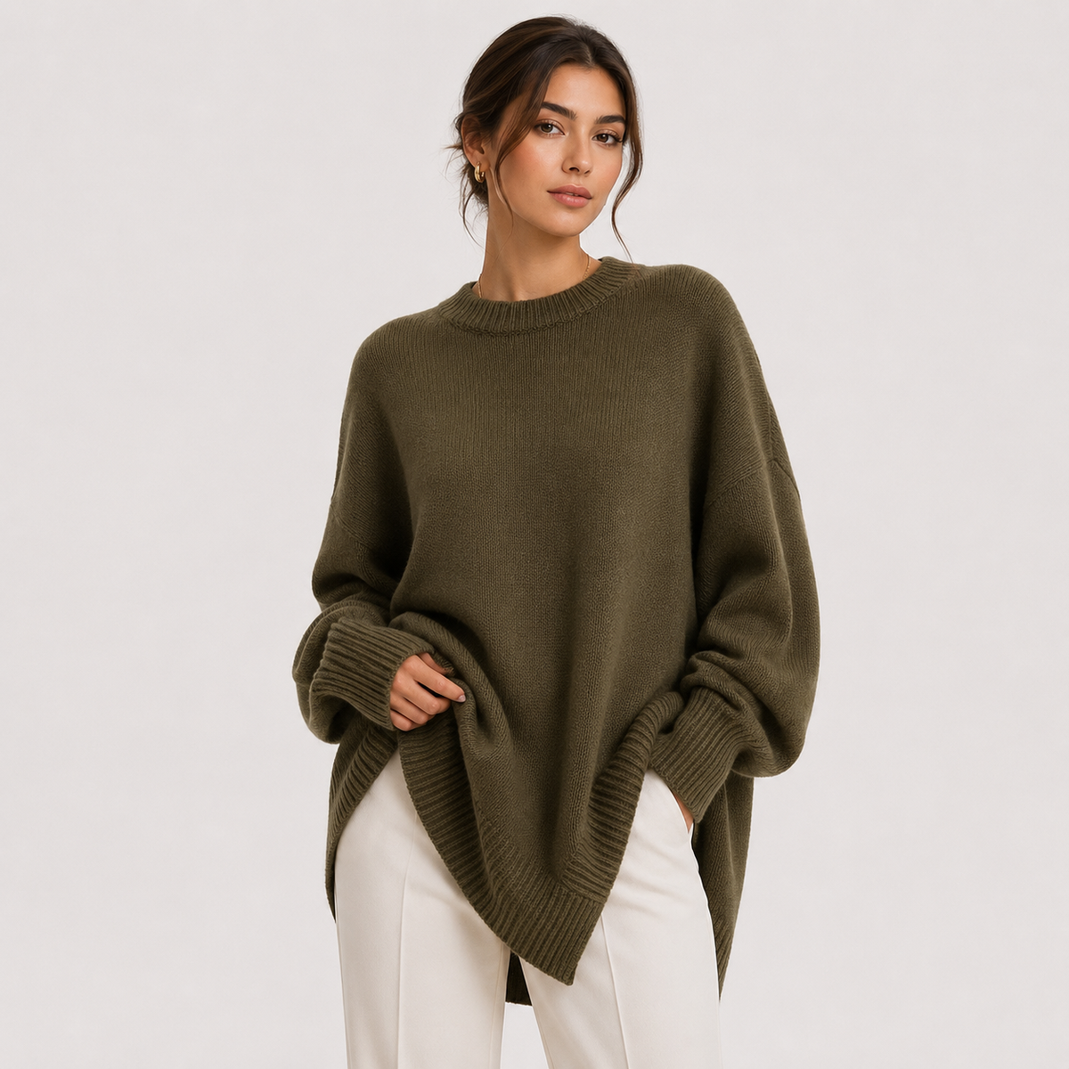 Pull oversize premium pour femme, en maille confortable à manches longues 9