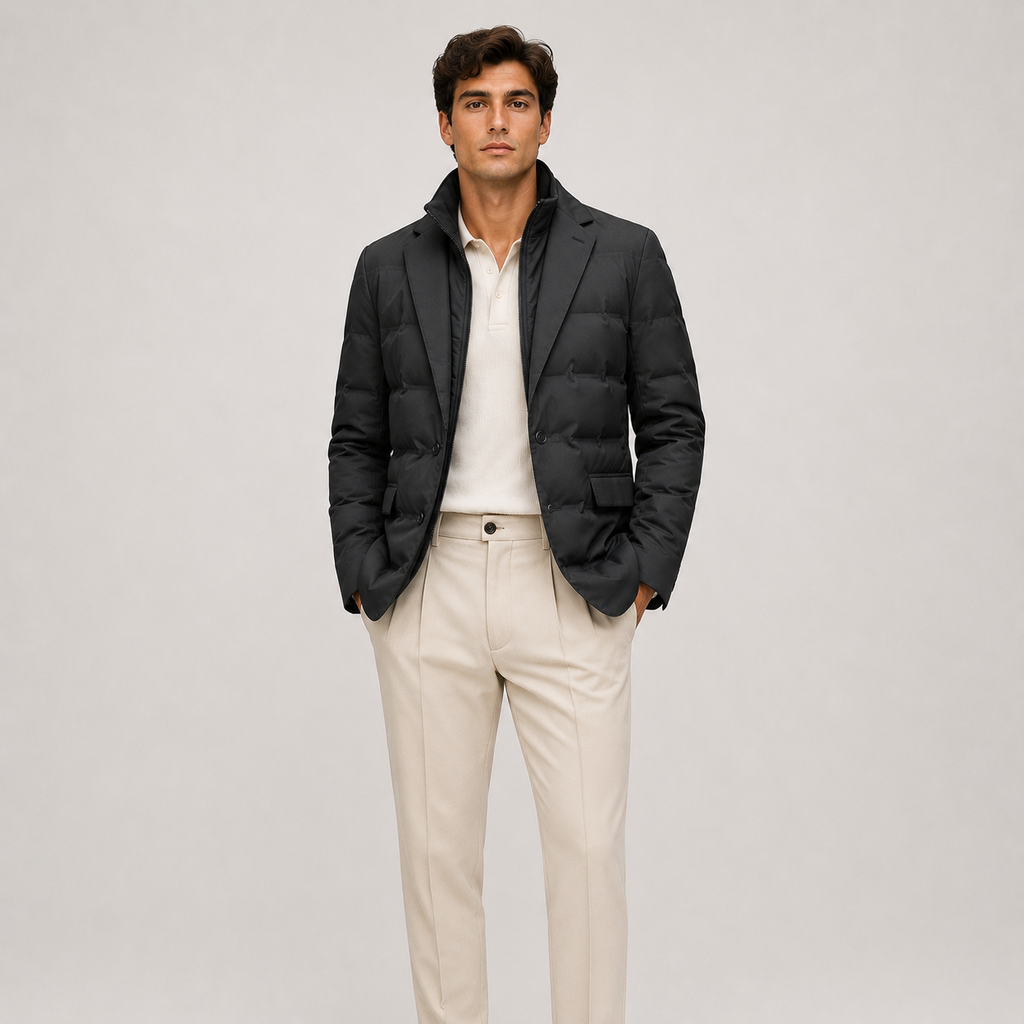 Veste blazer matelassée pour homme, légère, chaude et décontractée. 0