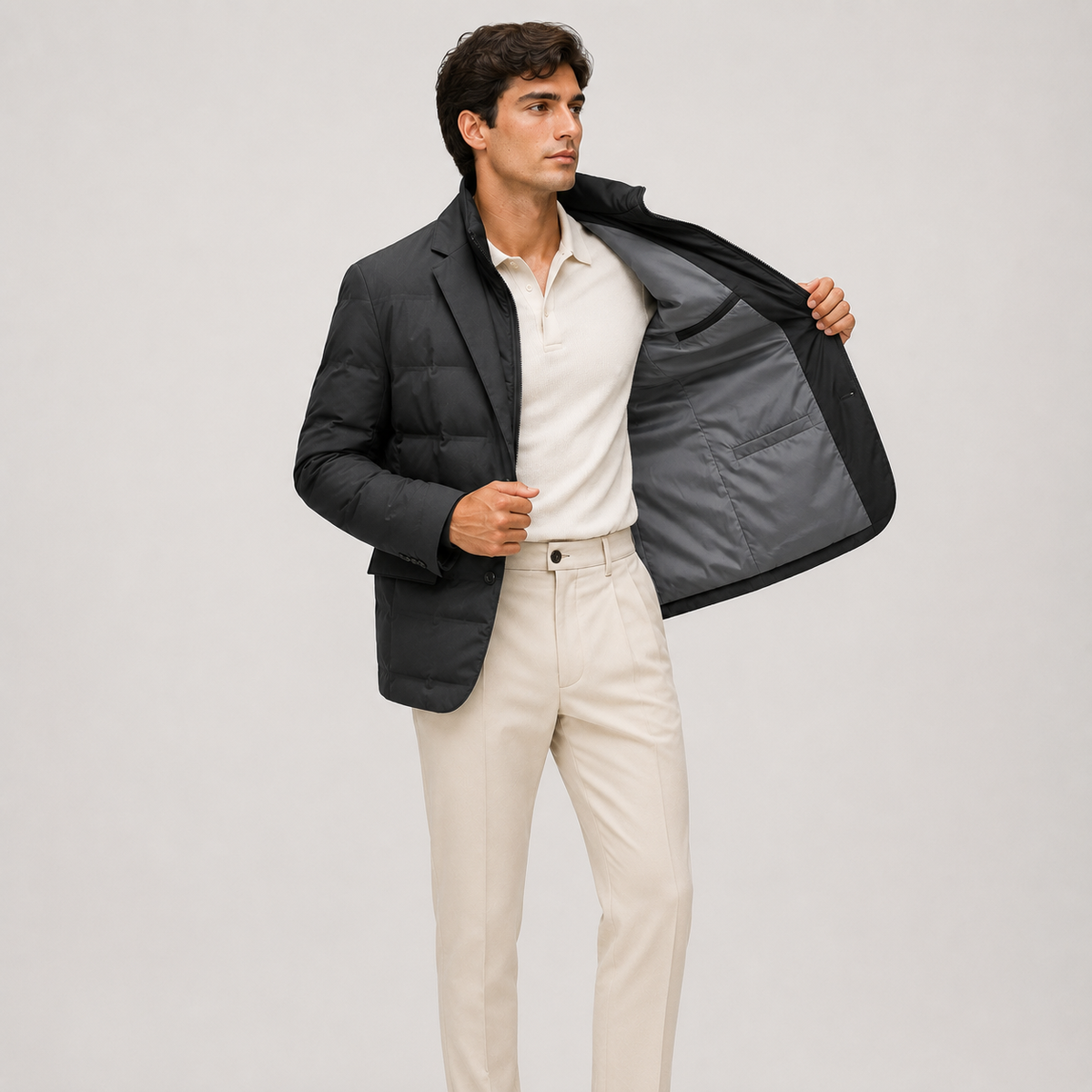 Veste blazer matelassée pour homme, légère, chaude et décontractée. 1