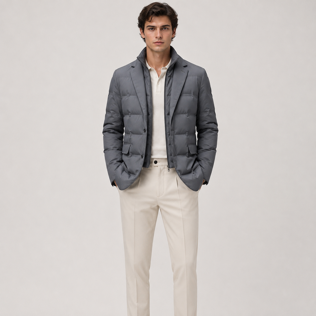 Veste blazer matelassée pour homme, légère, chaude et décontractée. 4