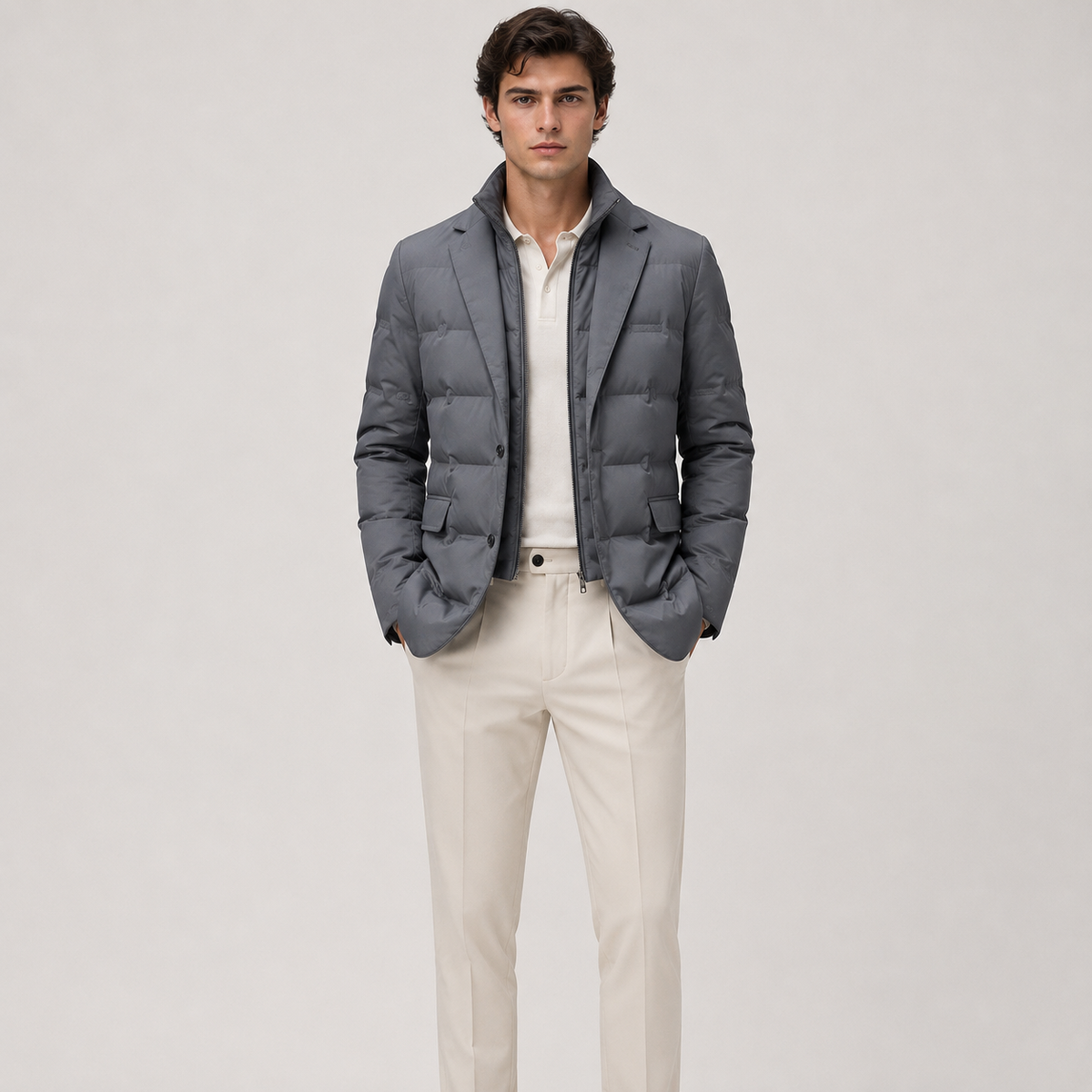 Veste blazer matelassée pour homme, légère, chaude et décontractée. 4