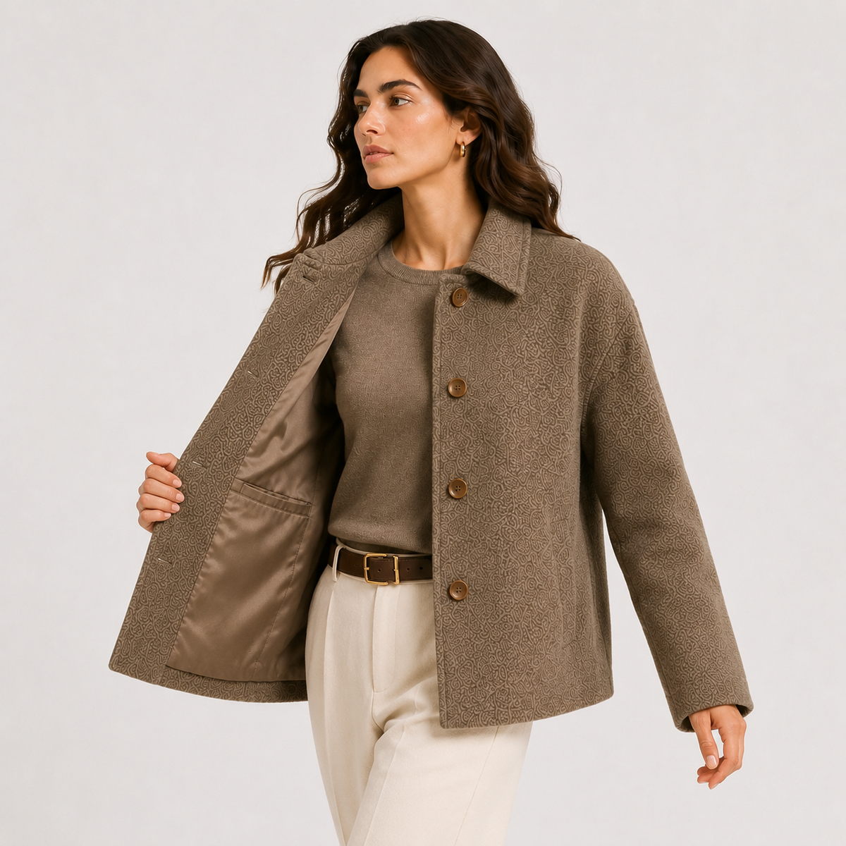 Veste boutonnée coupe décontractée pour femme, idéale pour l'automne et l'hiver 1