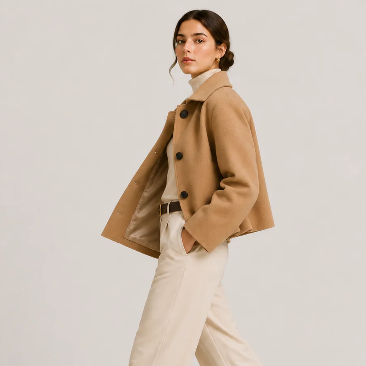 Veste boutonnée pour femme, coupe décontractée, vêtement d'extérieur intemporel 1