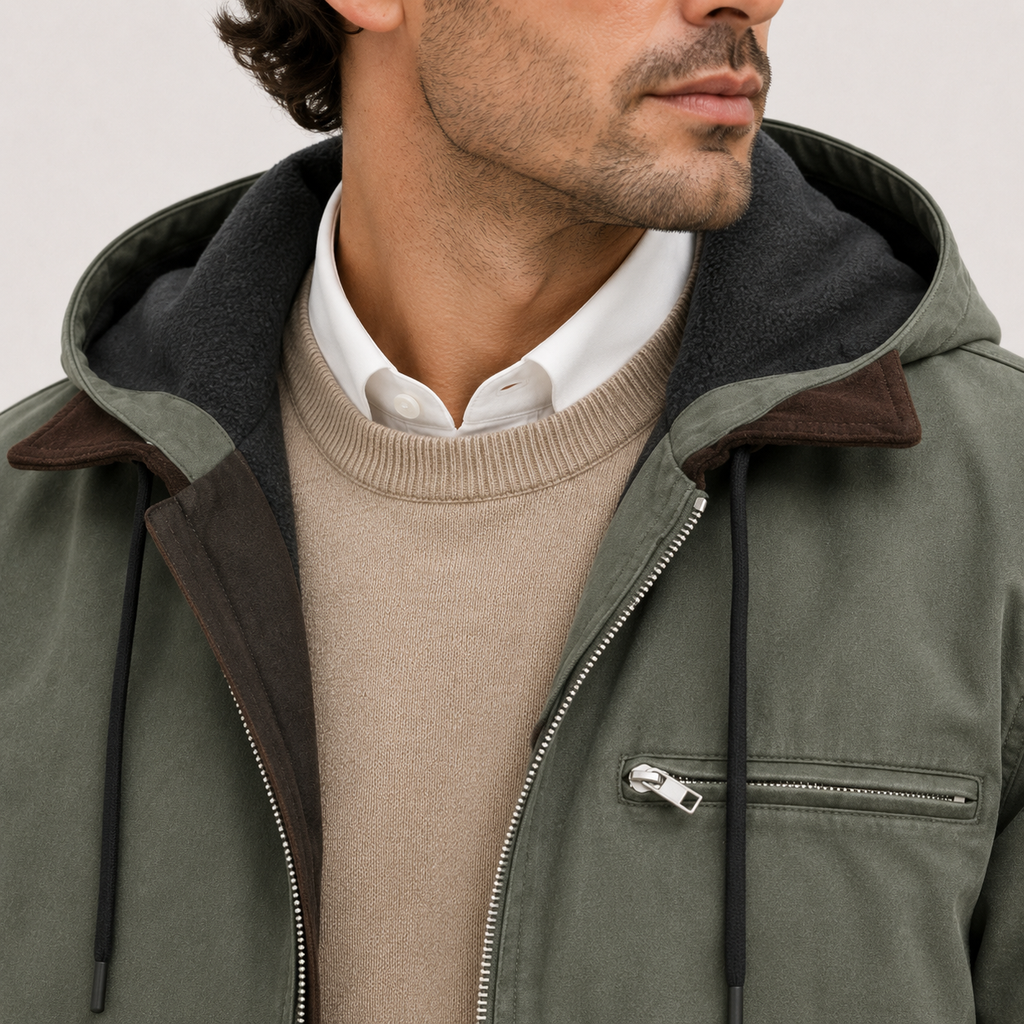 Veste d'hiver chaude à capuche pour homme avec doublure polaire douce 2