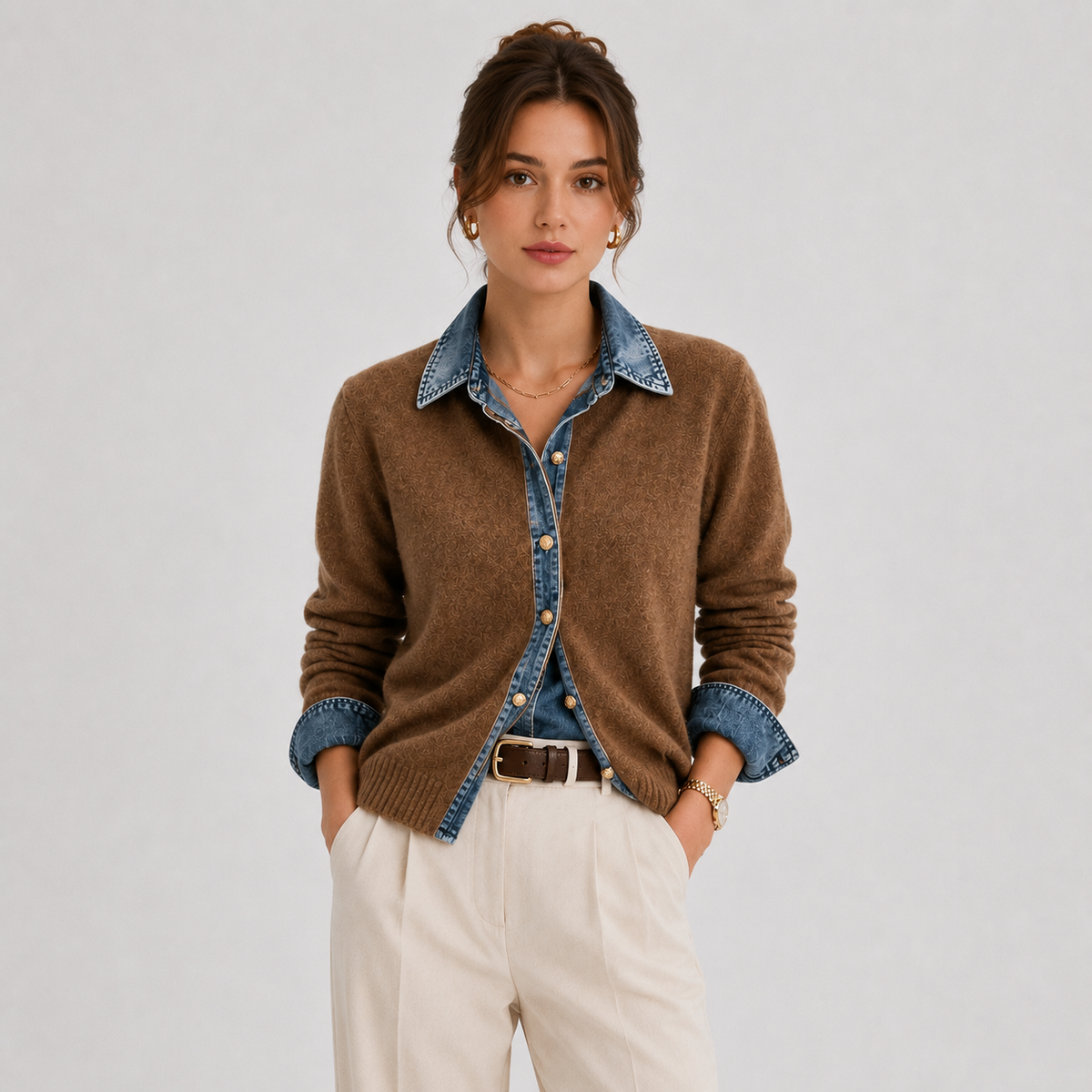 Veste en jean classique à boutons pour femme, vêtement d'extérieur idéal au quotidien 0