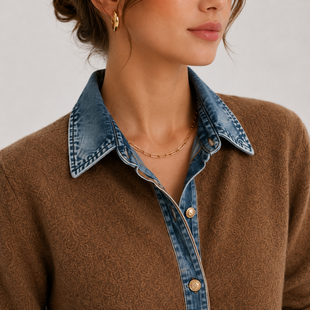 Veste en jean classique à boutons pour femme, vêtement d'extérieur idéal au quotidien 2