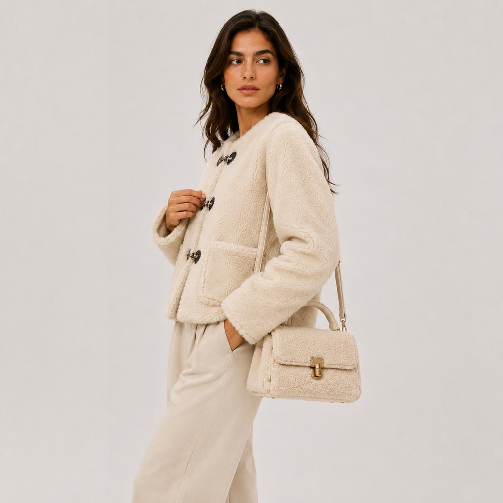 Veste polaire confortable pour femme avec fermeture à boutons brandebourg 1
