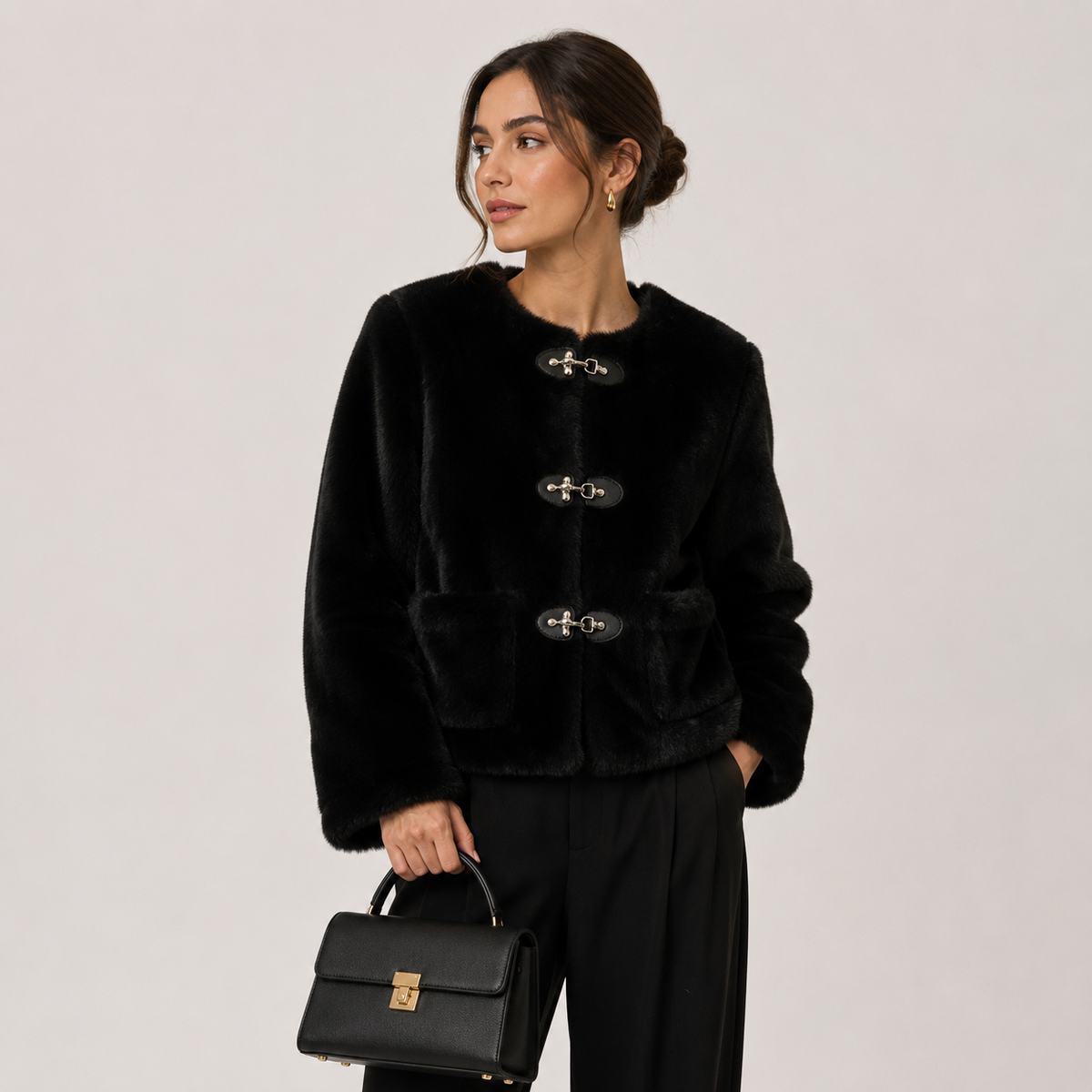 Veste polaire confortable pour femme avec fermeture à boutons brandebourg 4