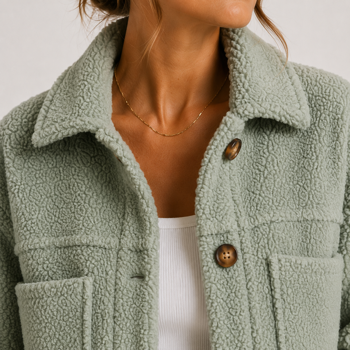 Veste sherpa peluche pour femme, surchemise décontractée, confortable et légère 2
