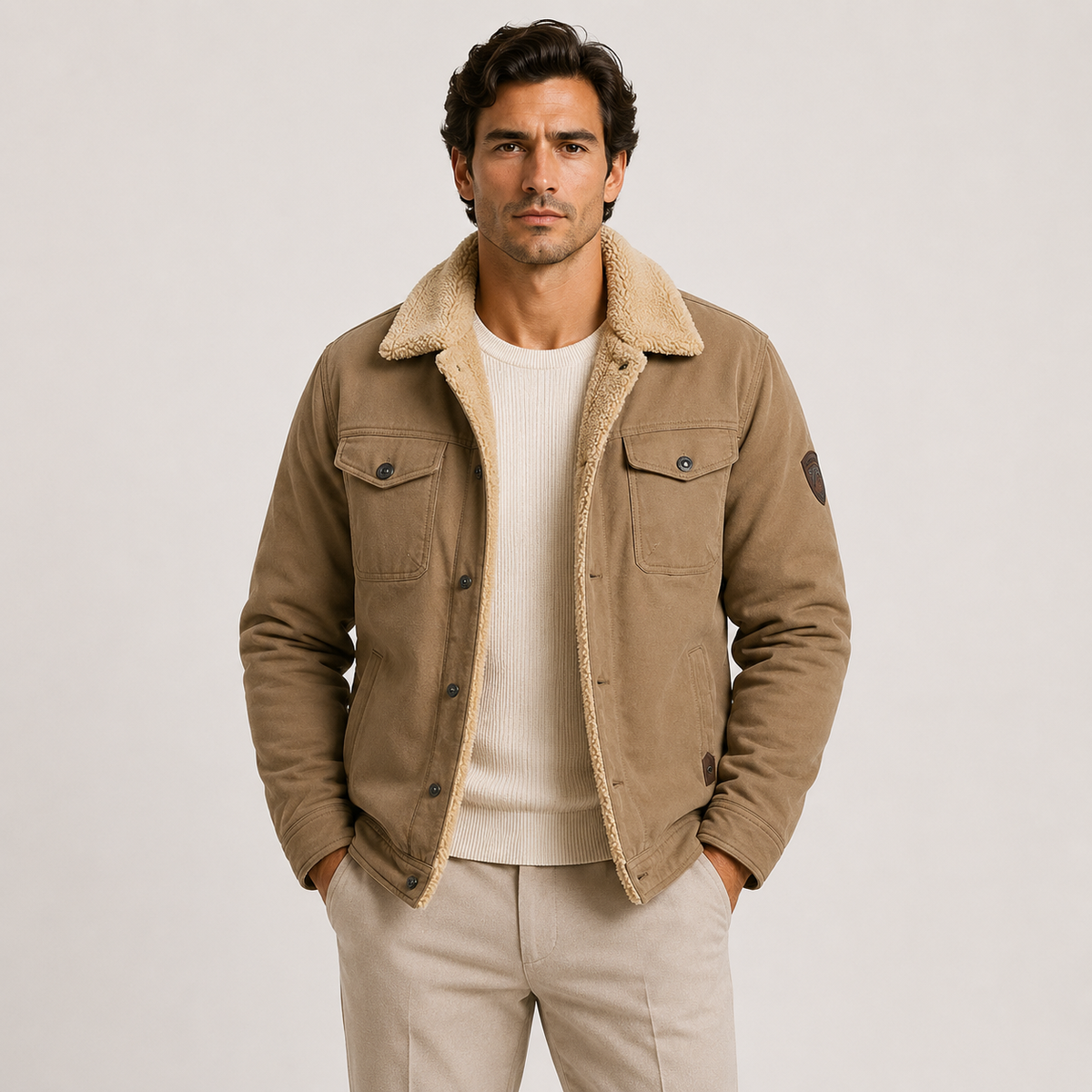Veste utilitaire doublée en polaire pour homme, manteau d'hiver isolé 0