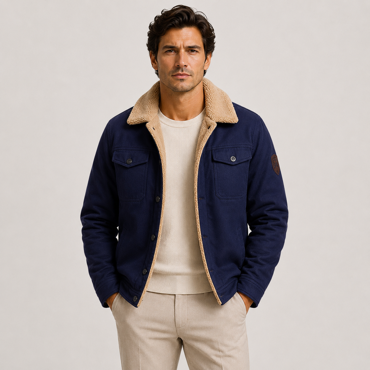 Veste utilitaire doublée en polaire pour homme, manteau d'hiver isolé 4