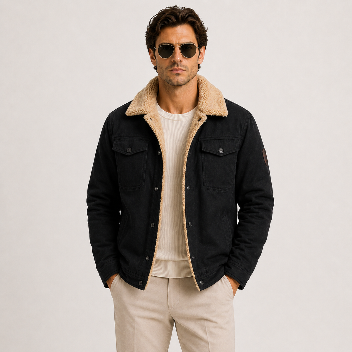 Veste utilitaire doublée en polaire pour homme, manteau d'hiver isolé 5