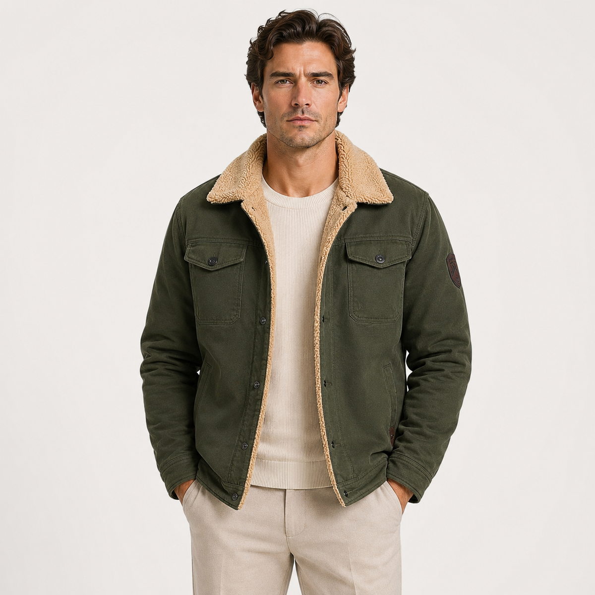 Veste utilitaire doublée en polaire pour homme, manteau d'hiver isolé 7